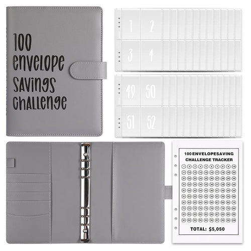 100EnvelopeChallenge loose-leaf book 100 days money saving book challenge cash envelope saving book